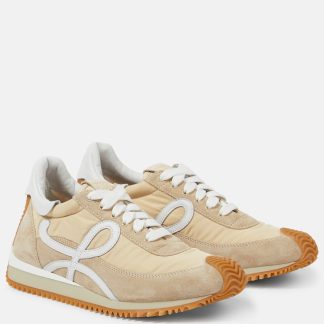 hot sale luxury Loewe Paula's Ibiza Flow Runner suede-trimmed sneakers in beige