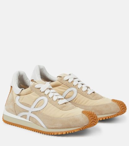 hot sale luxury Loewe Paula's Ibiza Flow Runner suede-trimmed sneakers in beige