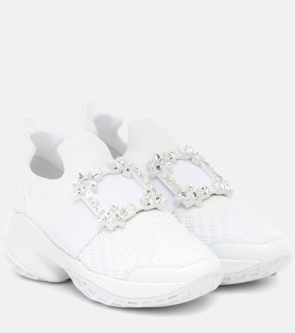 hot sale luxury Roger Vivier Viv' Run embellished sneakers in white