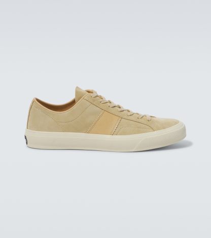 hot sale luxury Tom Ford Cambridge suede sneakers in beige