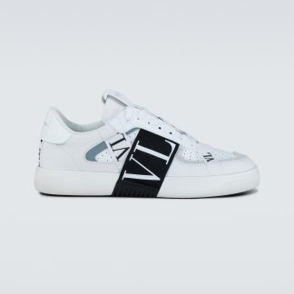 hot sale luxury Valentino Garavani VL7N leather-trimmed sneakers in white