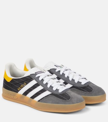 replica designer Adidas Gazelle Indoor suede-trimmed sneakers in black