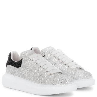 replica designer Alexander McQueen Oversized embellished leather sneakers in white