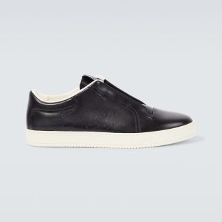 replica designer Berluti Playtime Scritto leather slip-on sneakers in black