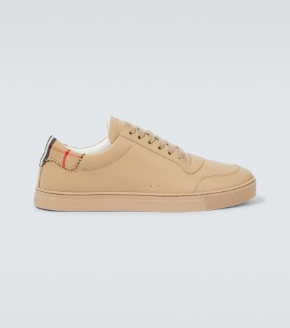 replica designer Burberry Leather low-top sneakers in beige