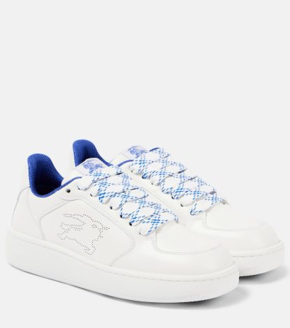 replica designer Burberry New Box leather sneakers in white