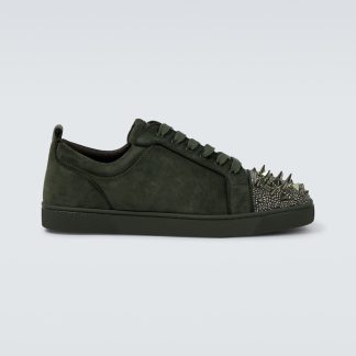 replica designer Christian Louboutin Louis Junior Spikes suede sneakers in grey