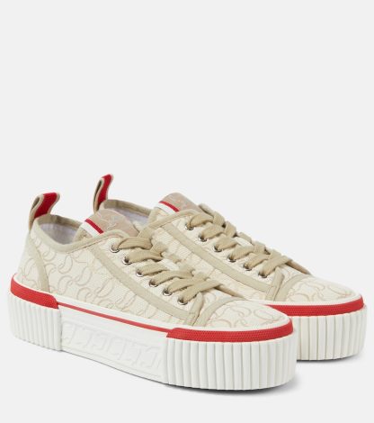 replica designer Christian Louboutin Super Pedro CL platform sneakers in beige