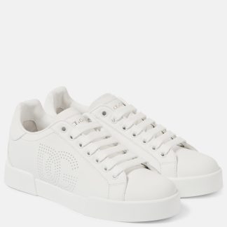 replica designer Dolce & Gabbana Portofino leather sneakers in white