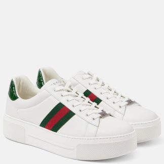 replica designer Gucci Gucci Ace leather sneakers in white