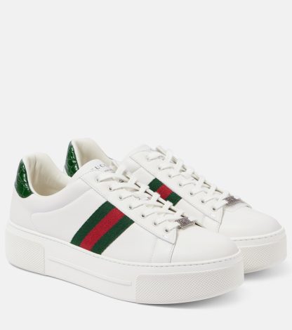 replica designer Gucci Gucci Ace leather sneakers in white