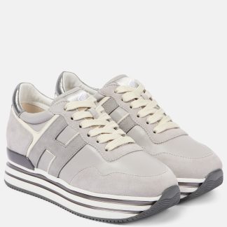 replica designer Hogan Midi H222 suede platform sneakers in grey