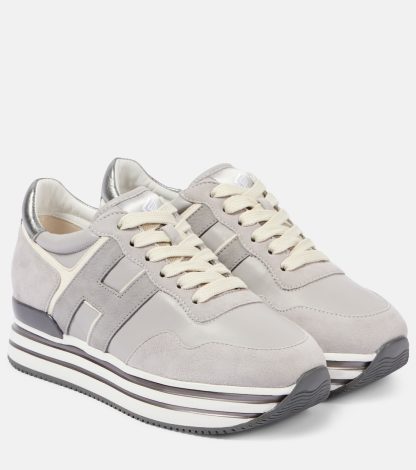 replica designer Hogan Midi H222 suede platform sneakers in grey