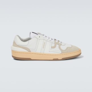 replica designer Lanvin Clay leather low-top sneakers in white