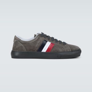 replica designer Moncler New Monaco suede sneakers in grey