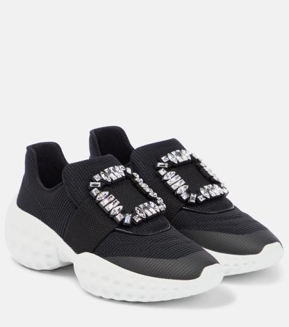 replica designer Roger Vivier Viv' Run embellished sneakers in black