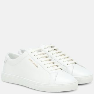 replica designer Saint Laurent Andy leather sneakers in white