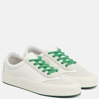 replica designer The Row Marley suede-paneled leather sneakers in white