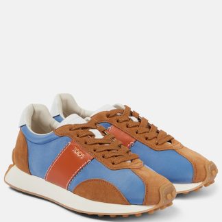 replica designer Tods Logo suede-trimmed sneakers in multicoloured