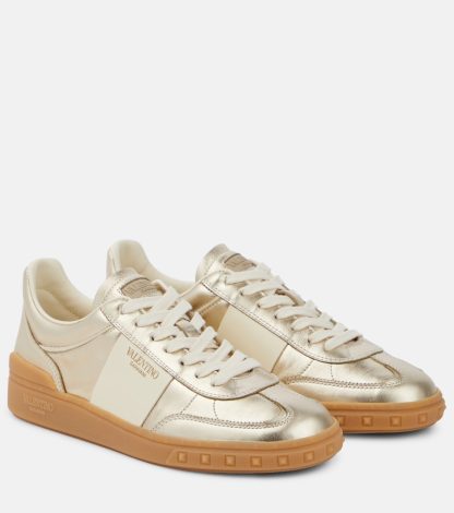 replica designer Valentino Garavani Upvillage metallic leather sneakers in multicoloured