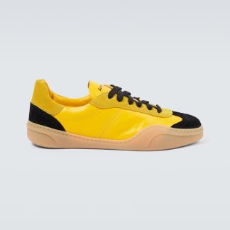 replica luxury Acne Studios Logo suede-trimmed leather sneakers in yellow