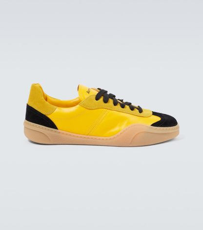 replica luxury Acne Studios Logo suede-trimmed leather sneakers in yellow