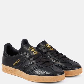 replica luxury Adidas Gazelle leather sneakers in black