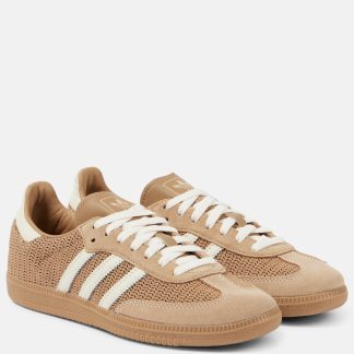 replica luxury Adidas Samba OG leather-trimmed sneakers in brown