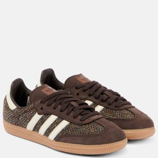 replica luxury Adidas Samba OG suede-trimmed sneakers in brown