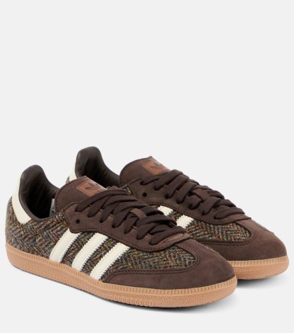 replica luxury Adidas Samba OG suede-trimmed sneakers in brown