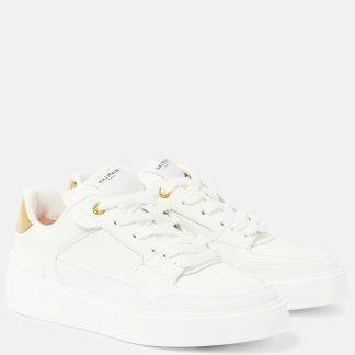 replica luxury Balmain B-Court Flip leather sneakers in white