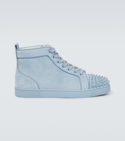 replica luxury Christian Louboutin Louis Spikes suede sneakers in blue