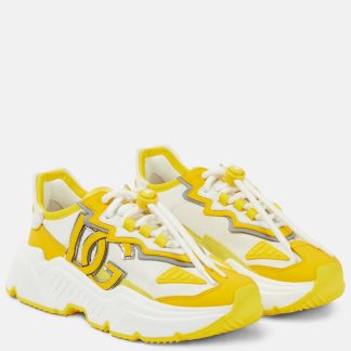 replica luxury Dolce & Gabbana Daymaster leather-trimmed sneakers in yellow