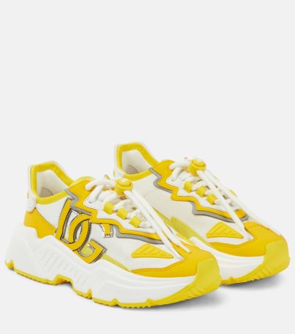 replica luxury Dolce & Gabbana Daymaster leather-trimmed sneakers in yellow