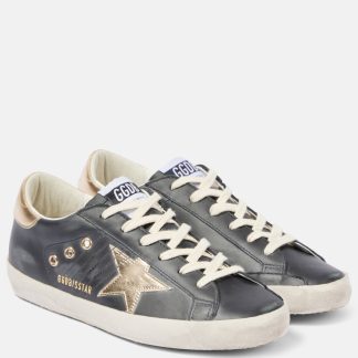 replica luxury Golden Goose Super Star leather sneakers in black