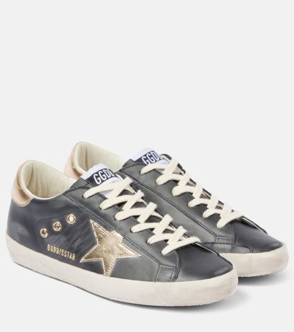 replica luxury Golden Goose Super Star leather sneakers in black