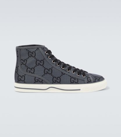 replica luxury Gucci Gucci Tennis 1977 high-top sneakers in grey