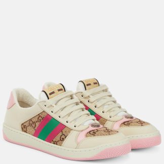 replica luxury Gucci Screener leather sneakers in multicoloured