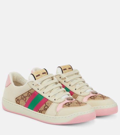 replica luxury Gucci Screener leather sneakers in multicoloured