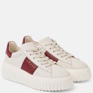 replica luxury Hogan H-Stripes leather sneakers in white