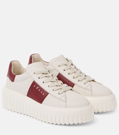 replica luxury Hogan H-Stripes leather sneakers in white