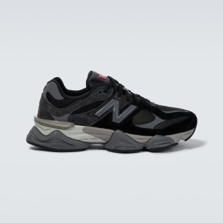 replica luxury New Balance 9060 suede-trimmed sneakers in black