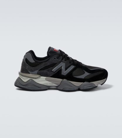 replica luxury New Balance 9060 suede-trimmed sneakers in black