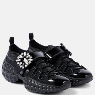 replica luxury Roger Vivier Viv' Run embellished sneakers in black