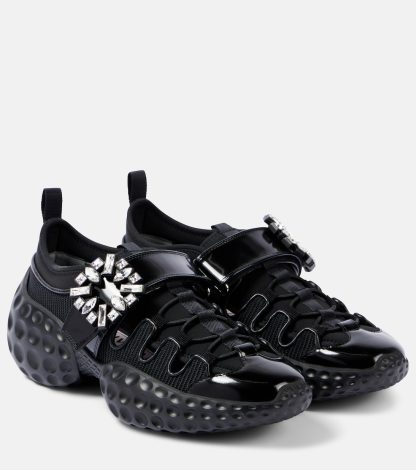 replica luxury Roger Vivier Viv' Run embellished sneakers in black