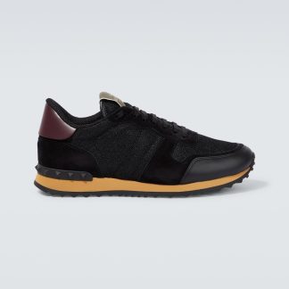 replica luxury Valentino Garavani Rockrunner mesh sneakers in black