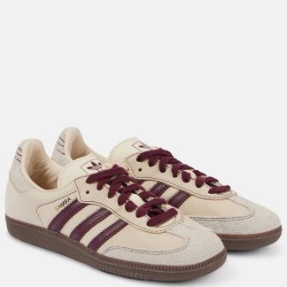 wholesale designer Adidas Samba OG suede-trimmed leather sneakers in white