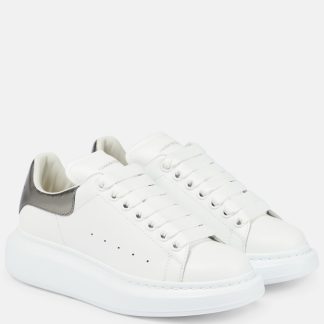 wholesale designer Alexander McQueen Oversized leather sneakers in white