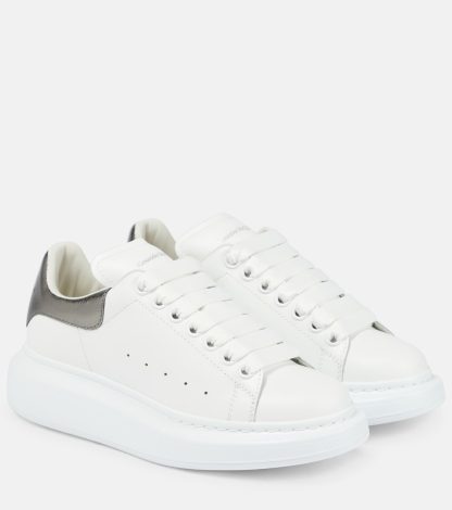 wholesale designer Alexander McQueen Oversized leather sneakers in white