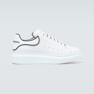 wholesale designer Alexander McQueen Oversized leather sneakers in white